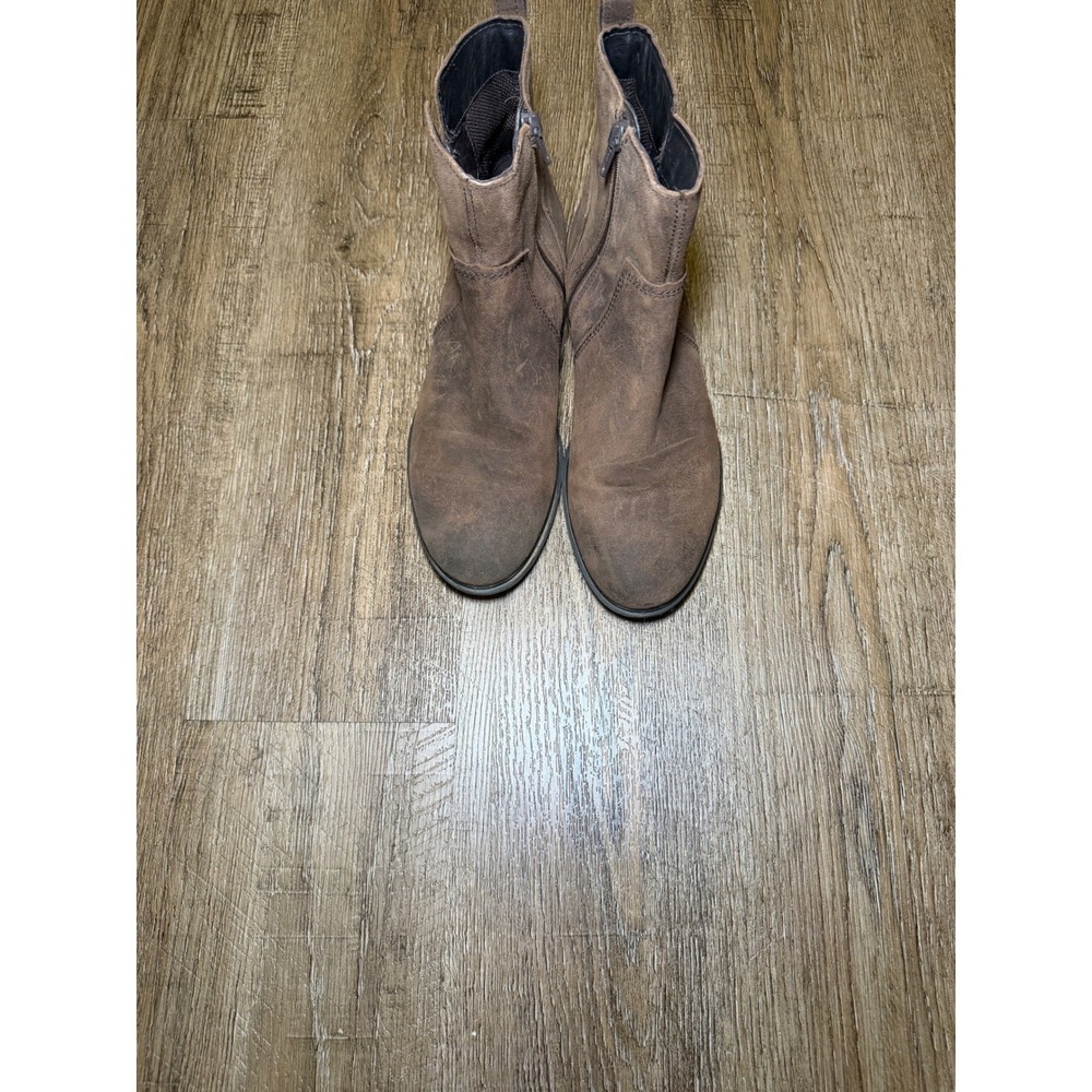 ECCO‎ Sartorelle 25 Brown Nubuck Leather Side Zip Ankle Boots Womens 38 US 7-7.5